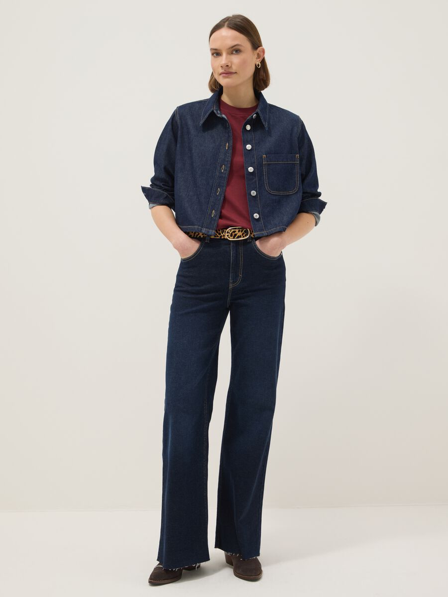 Pure cotton denim regular fit shirt with buttons and chest pocket_1