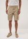 Beige stretch cotton cargo bermuda shorts_1