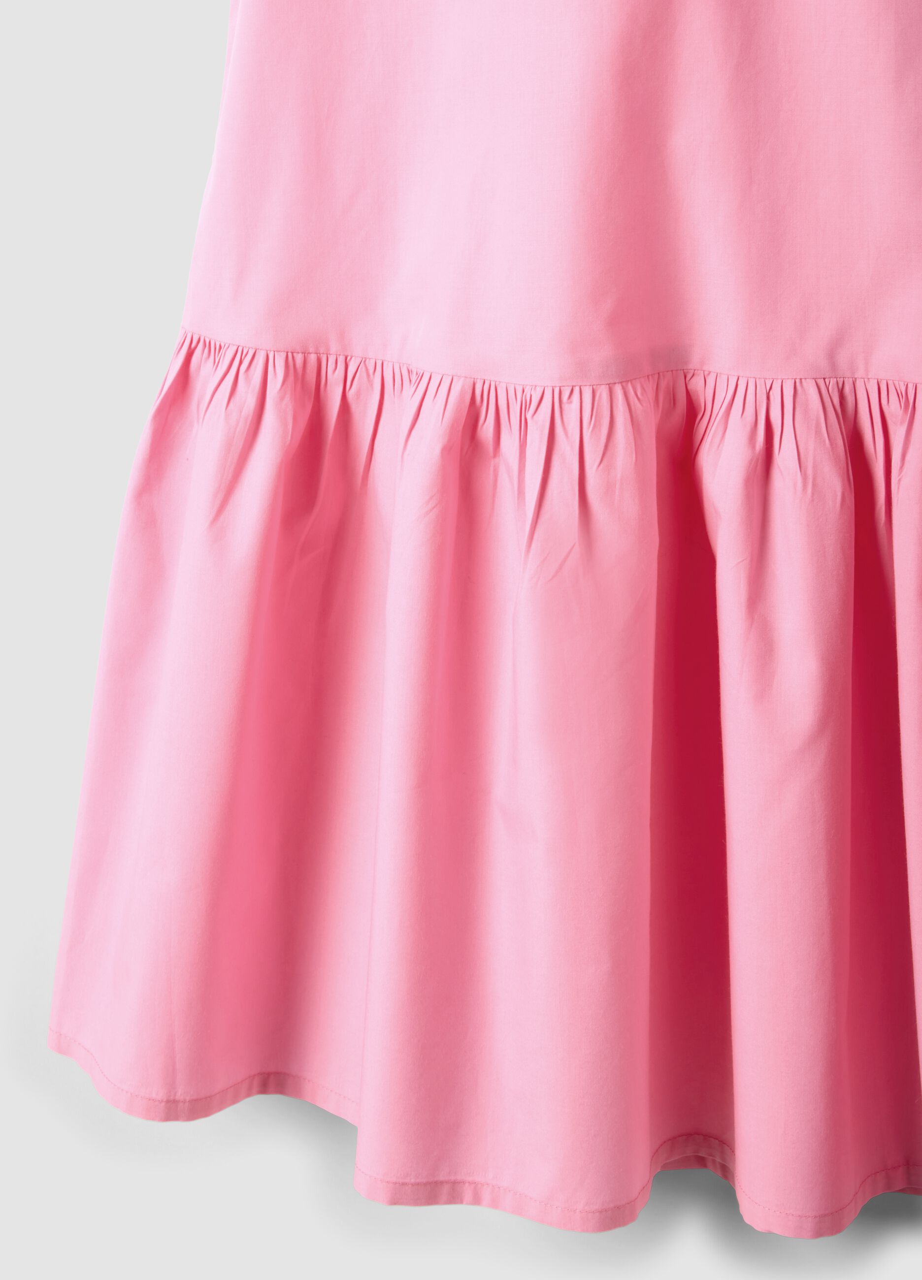 Pink pure cotton mini dress with high neck