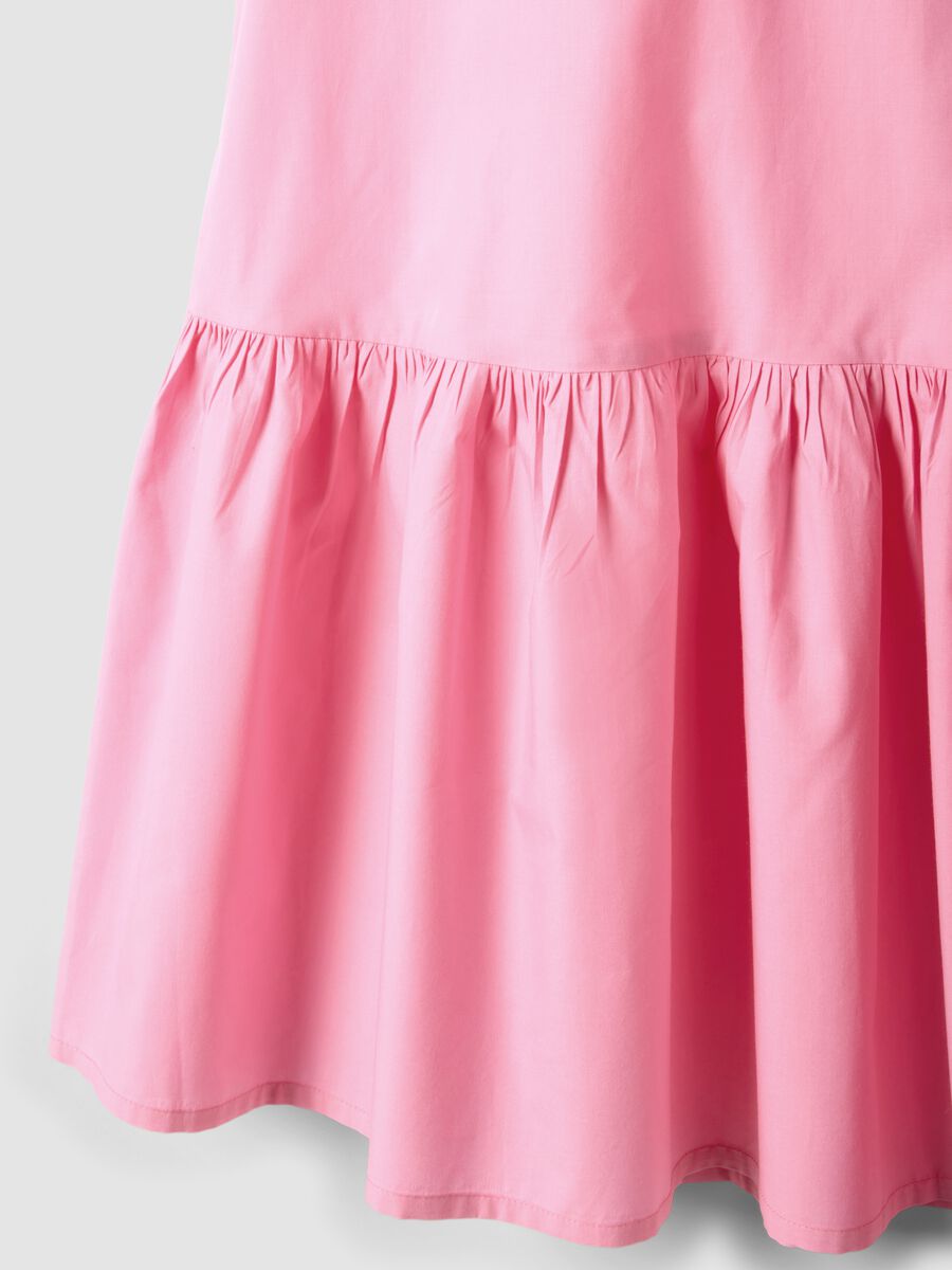 Pink pure cotton mini dress with high neck_5