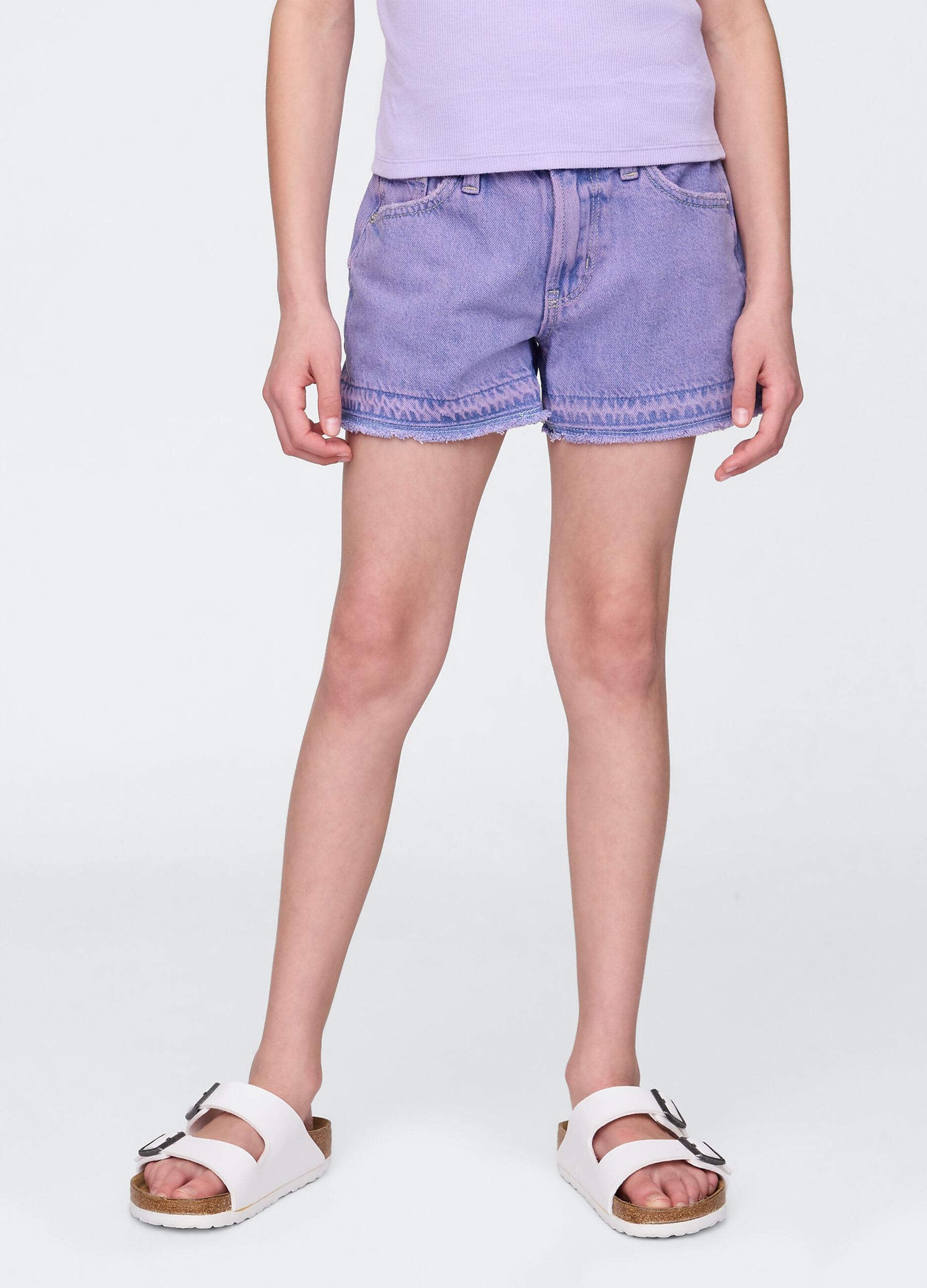 Purple Denim Shorts for Girls
