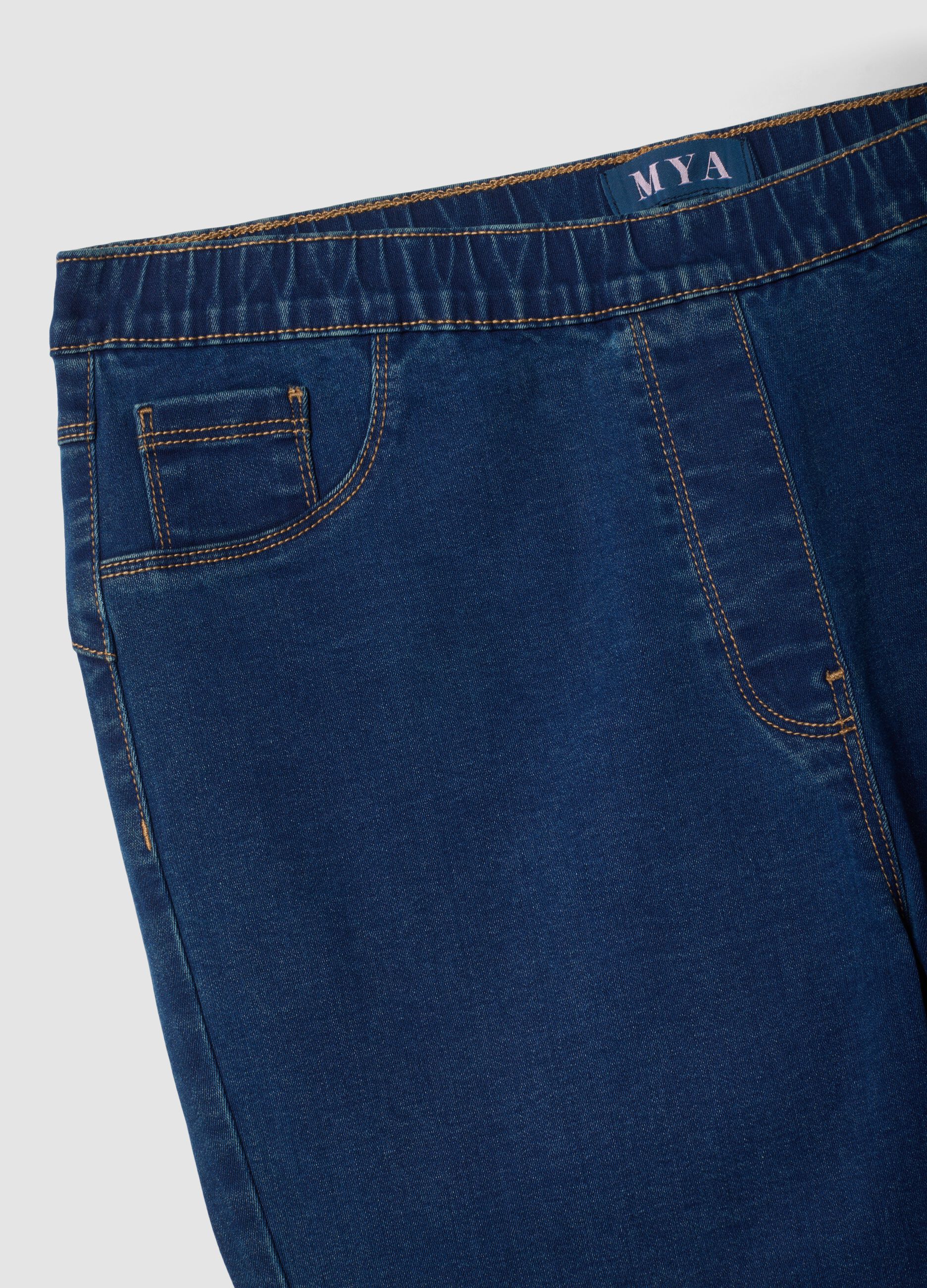 Jeggings blu skinny in cotone e viscosa elasticizzata