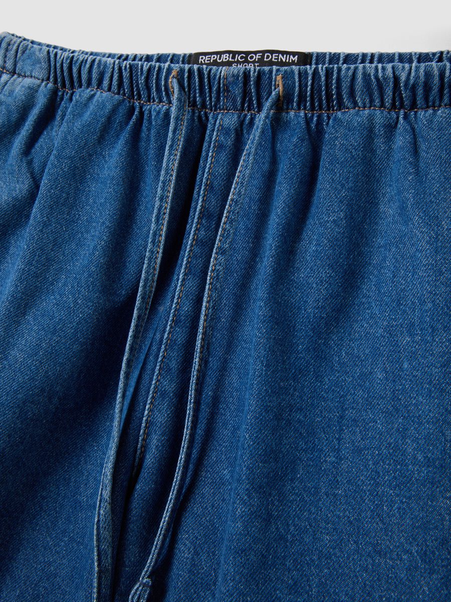 Blue pure cotton denim shorts_5