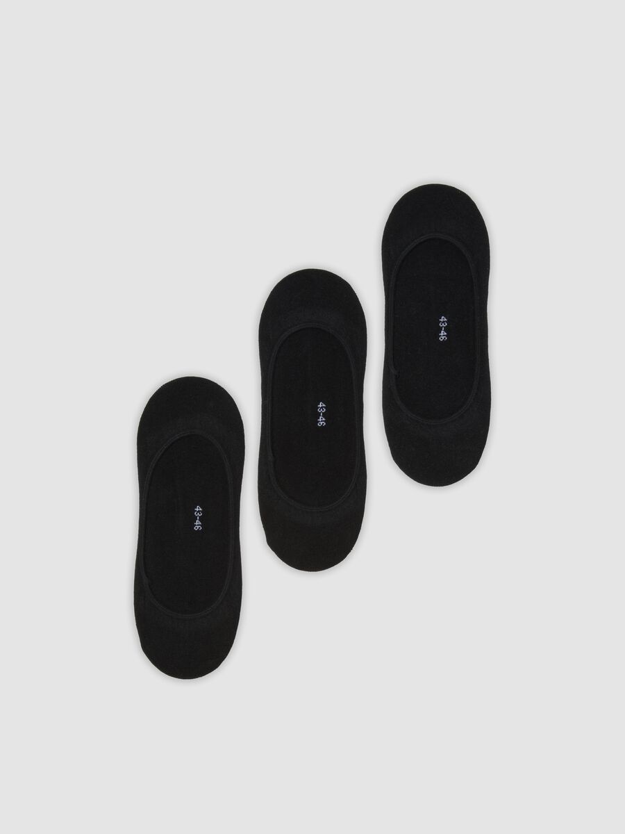3-pack of black sporty no-show socks in stretch organic cotton_0
