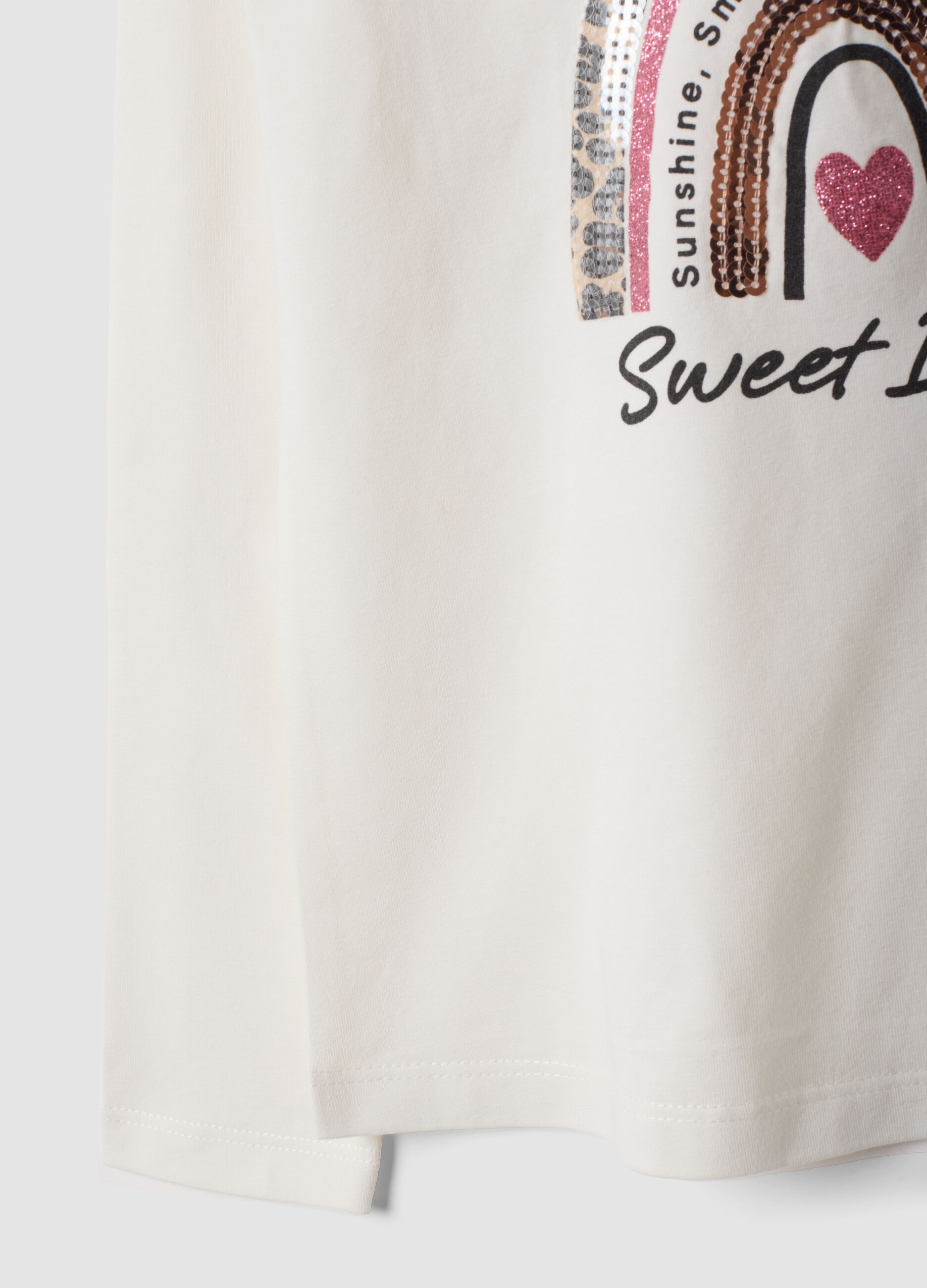 T-shirt bianca in cotone elasticizzato con girocollo