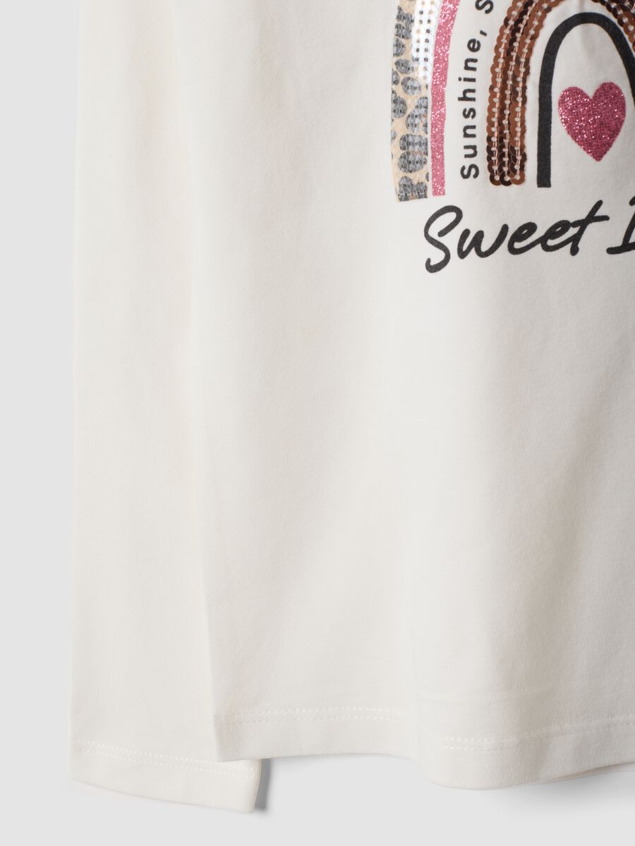 T-shirt bianca in cotone elasticizzato con girocollo_3