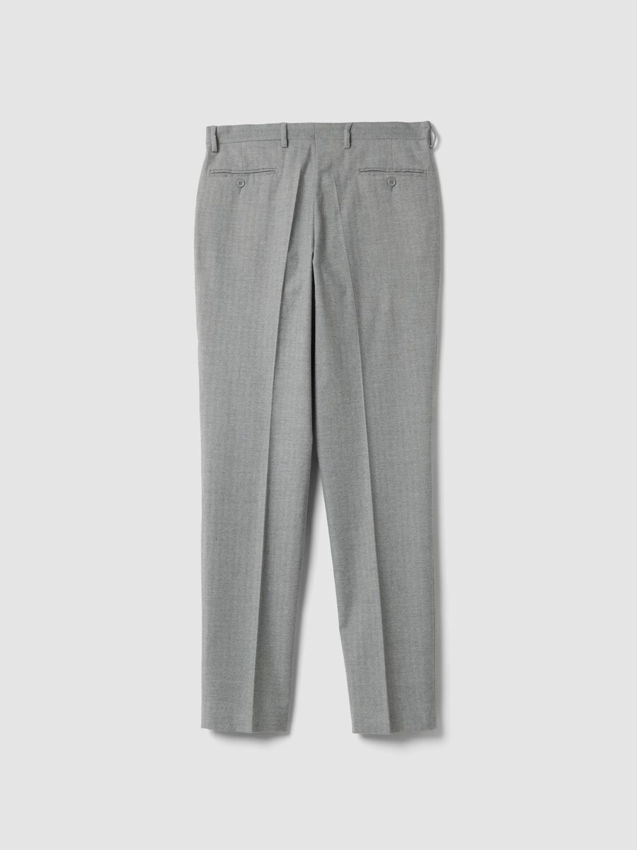 Grey slim-fit formal trousers in stretch cotton and viscose_2