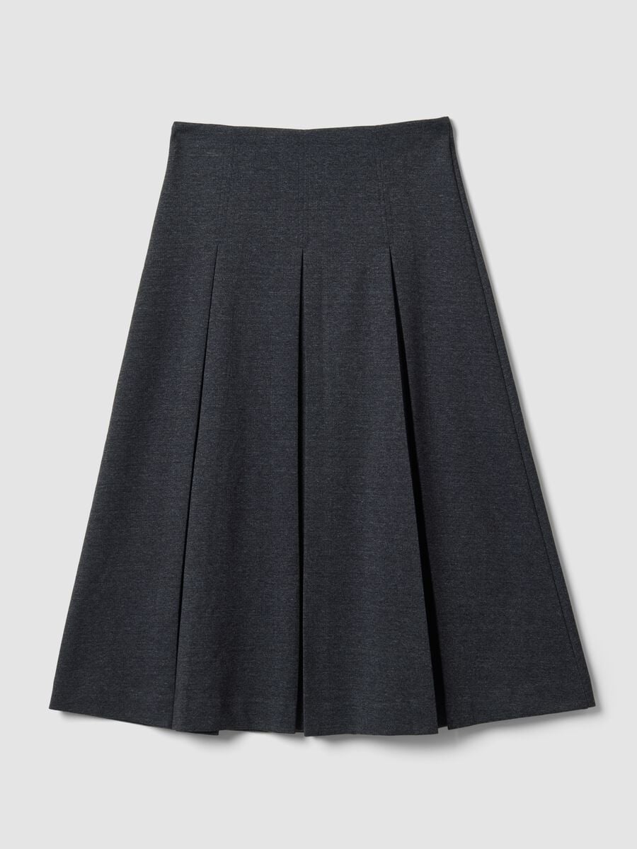 Long grey stretch-viscose skirt, regular fit_6