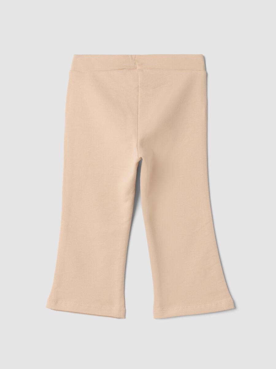 Beige organic stretch-cotton flared leggings_1