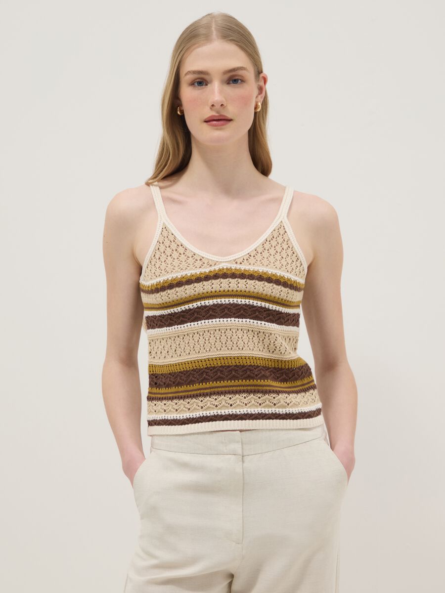 Multicolour pure cotton regular-fit knitted-texture top_4