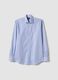 Men's pure cotton blue and white striped regular fit easy iron shirt_4