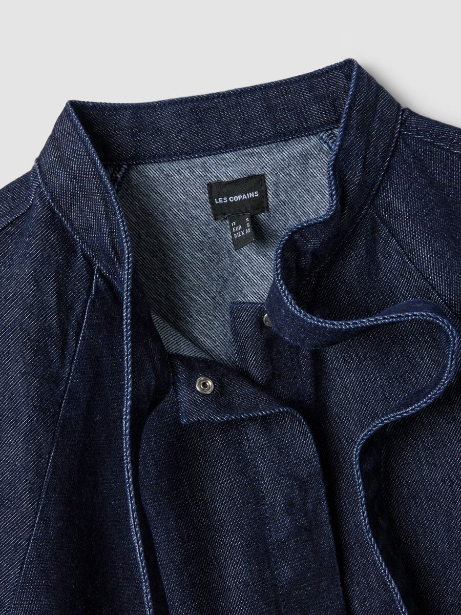 Regular-fit short-sleeved pure cotton denim shirt with tie detail_5