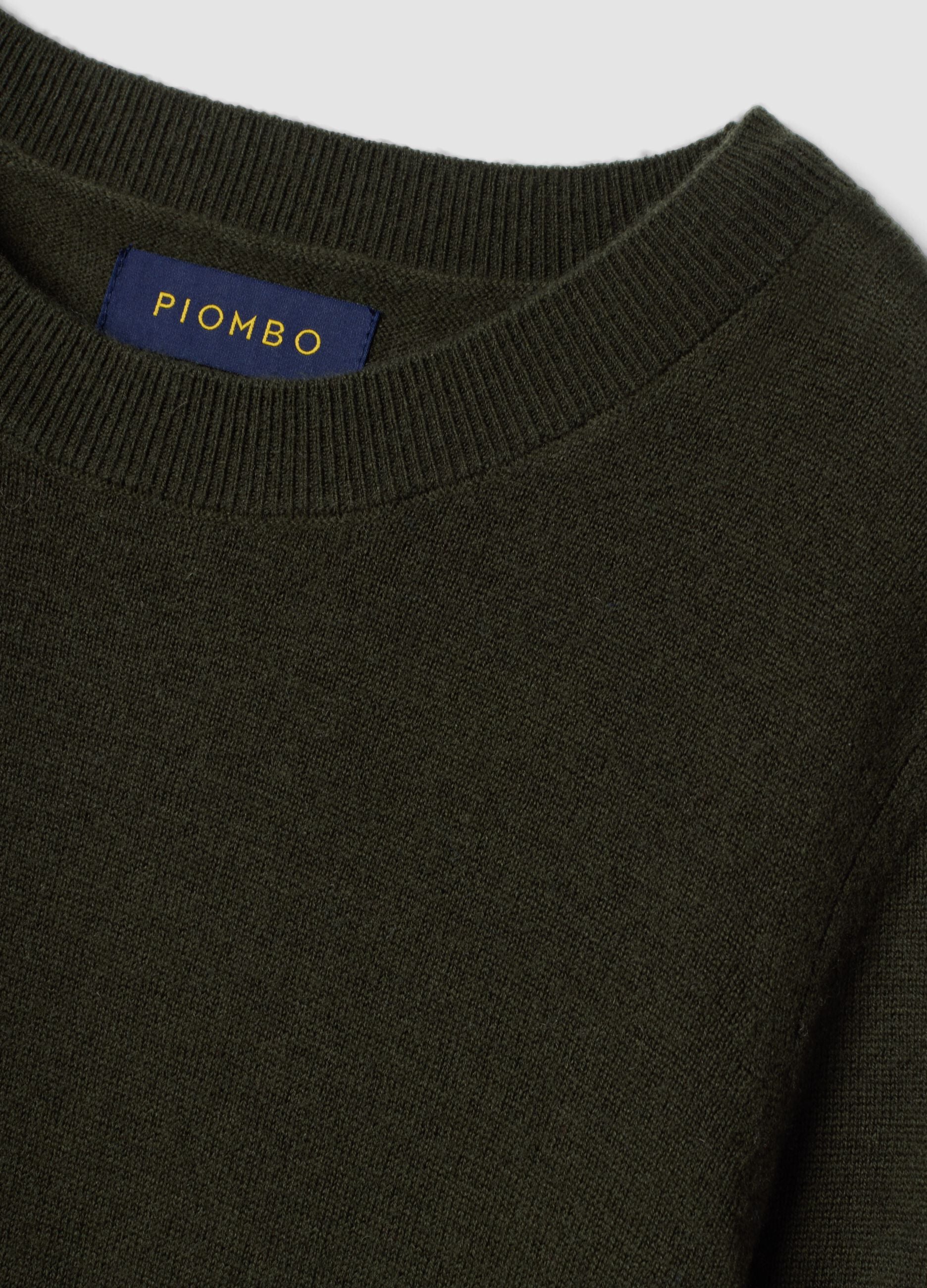 Green pure wool crew-neck jumper