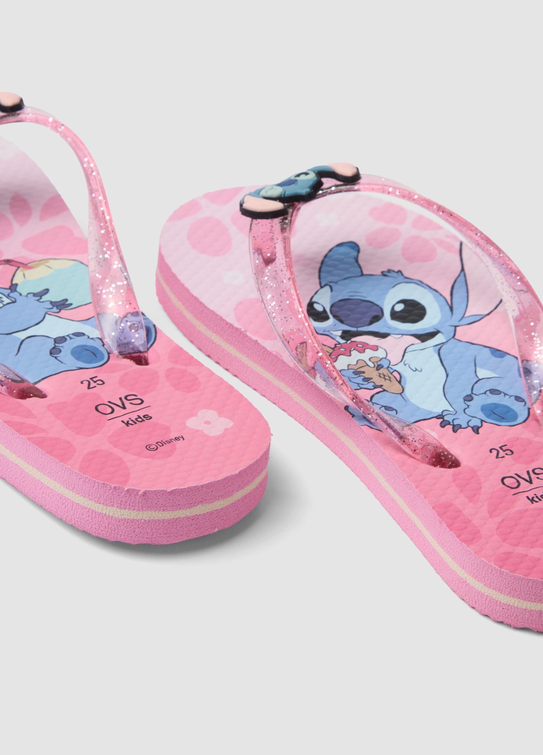 Pink Stitch print flip-flops