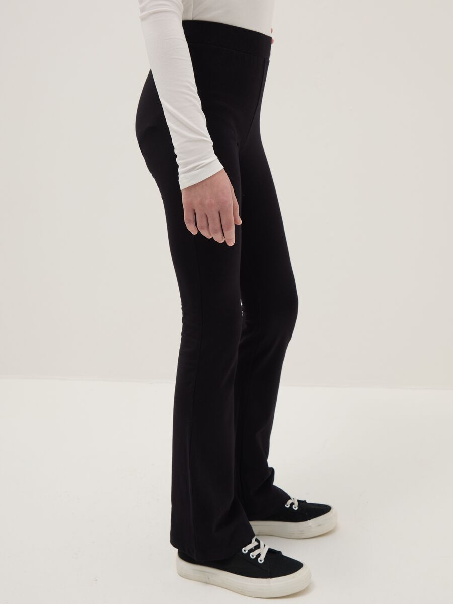 Girls' black stretch cotton flare leggings_2