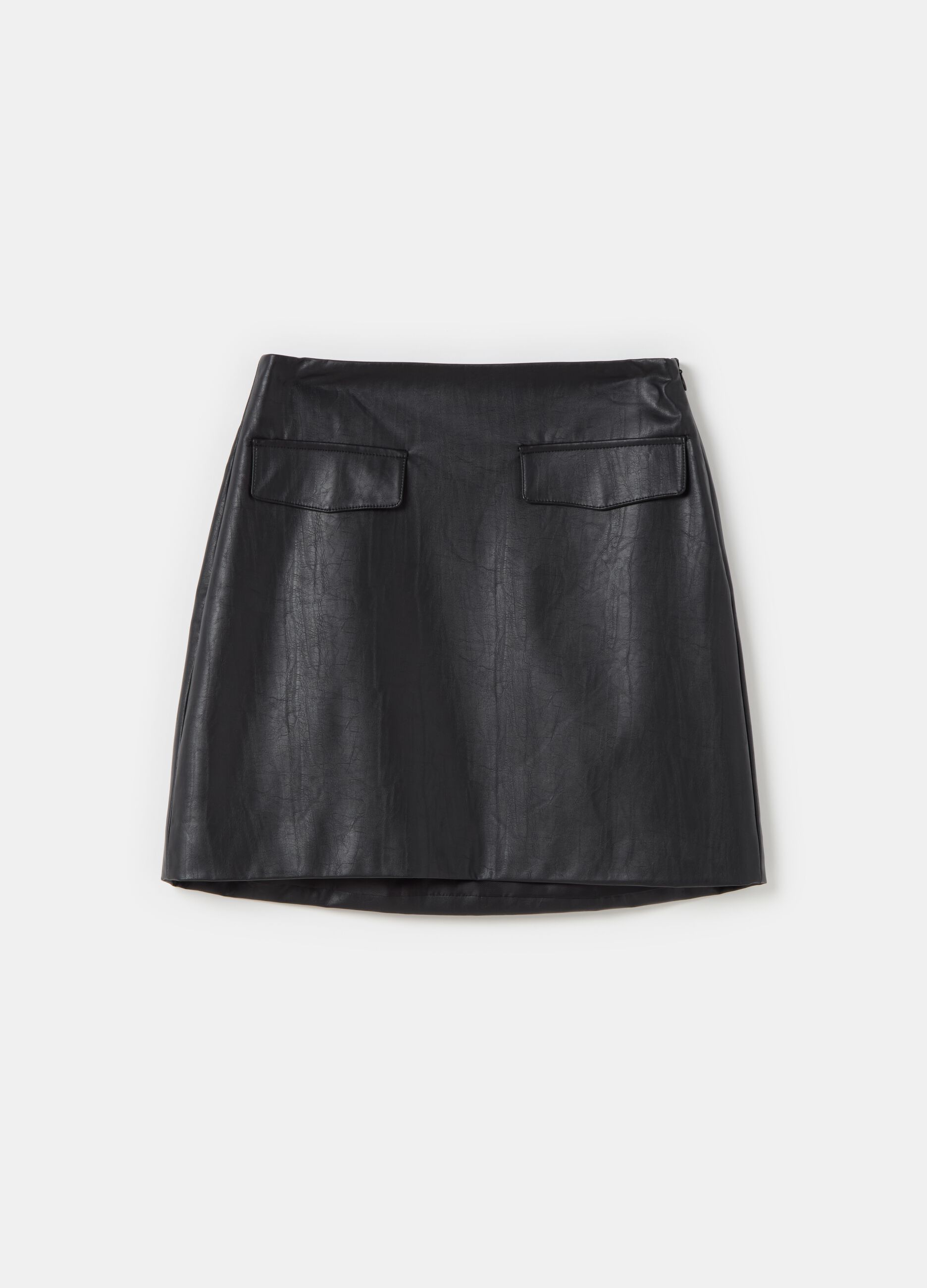 Vintage-effect faux leather miniskirt