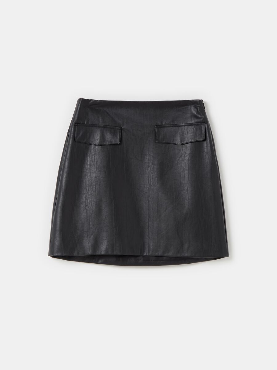 Vintage-effect faux leather miniskirt_3