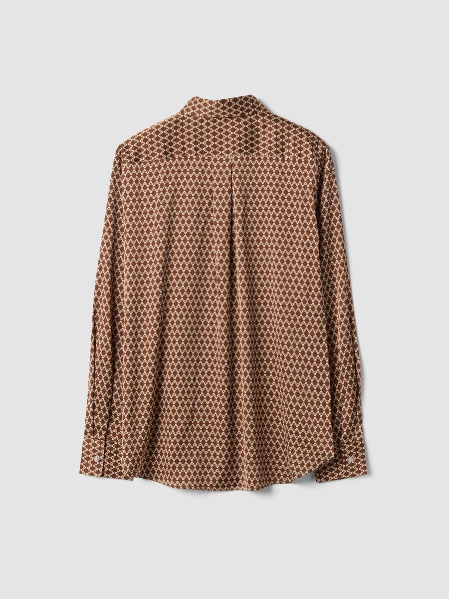 Brown stretch-fabric shirt with regular fit graphic print_6