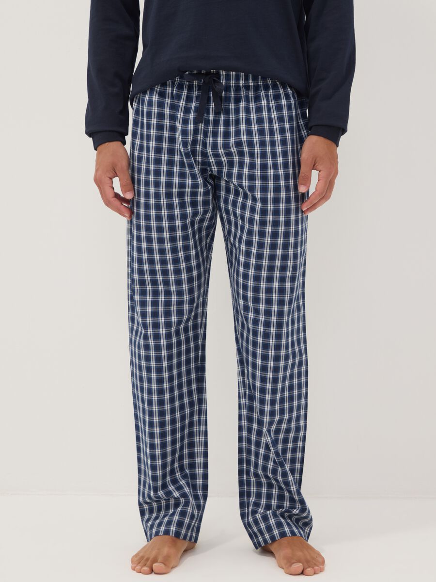 Navy organic cotton pyjamas with grandad collar, regular fit_3