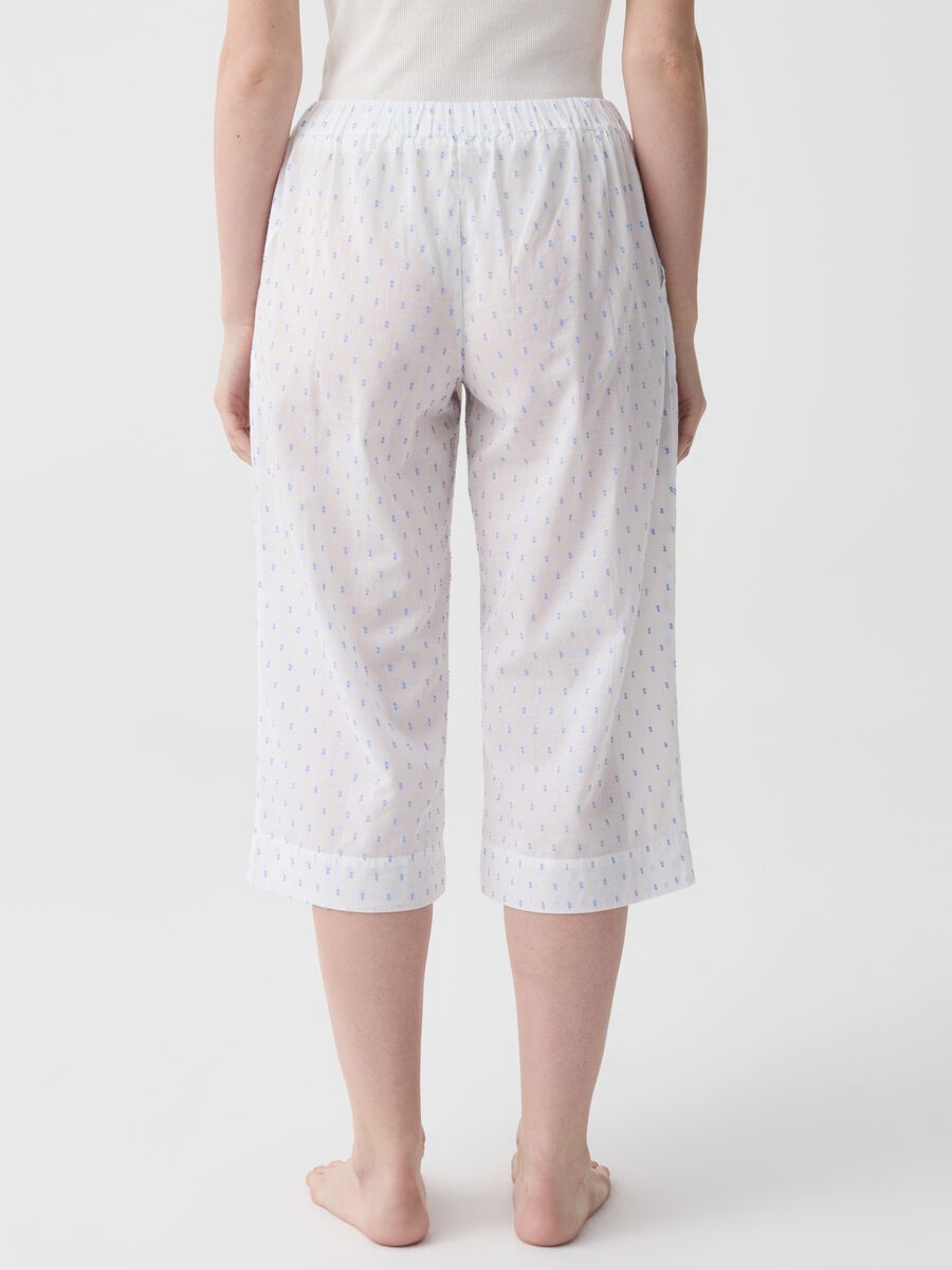 Pantalone pigiama pinocchietto in cotone dobby_1