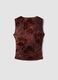 Top fitted rosso in tessuto elasticizzato con fantasia floreale_5