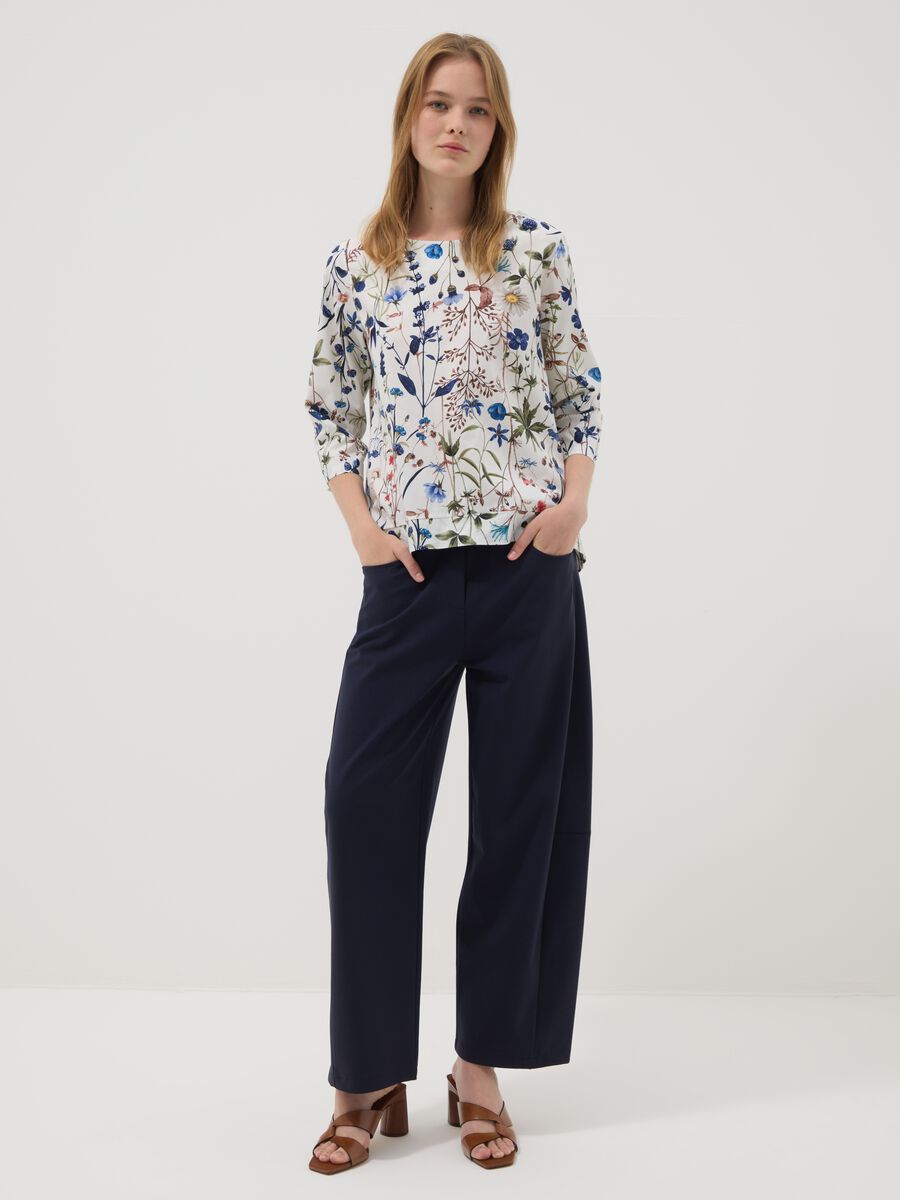 Blaue Hose aus Stretch-Baumwolle_0