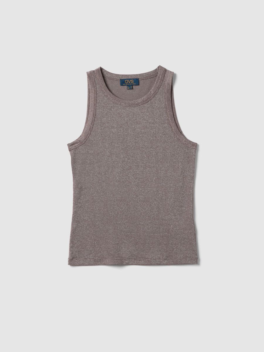 Graues glitzerndes Top in regul&auml;rer Passform mit d&uuml;nnen Tr&auml;gern_4