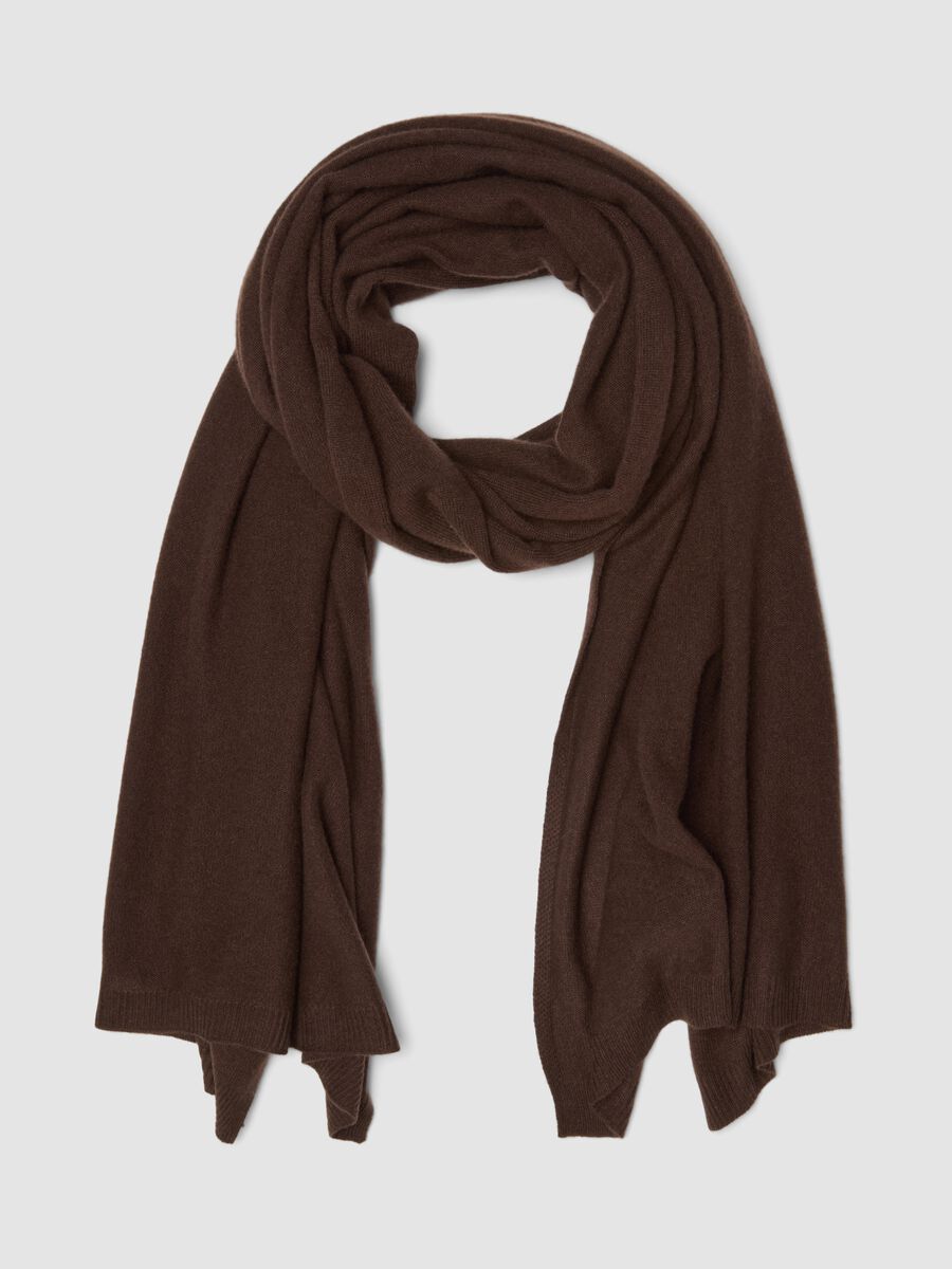 Brown pure cashmere scarf_0