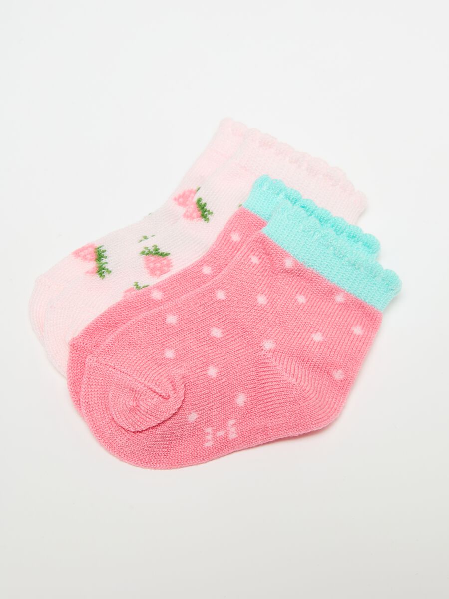 Three-pair pack short socks with strawberries design_2