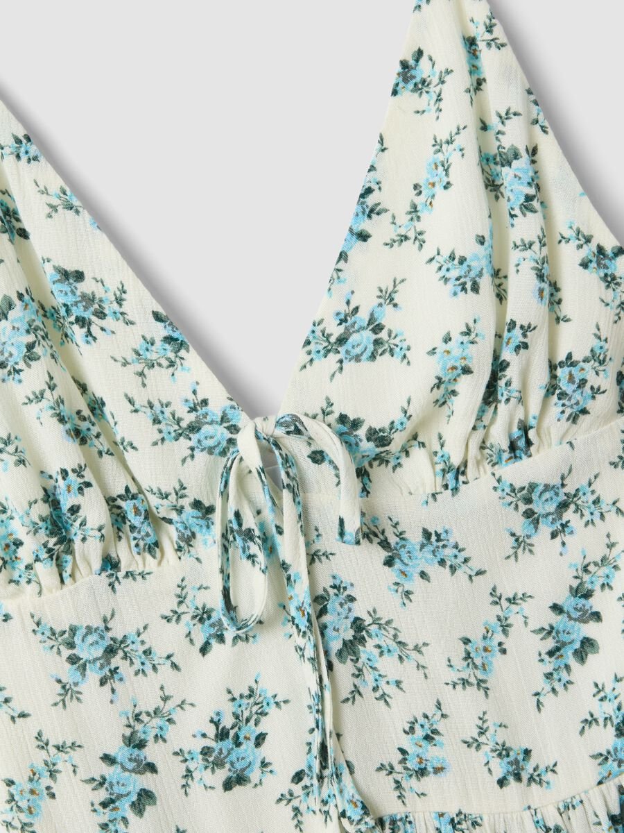 White floral mini dress in pure viscose_1