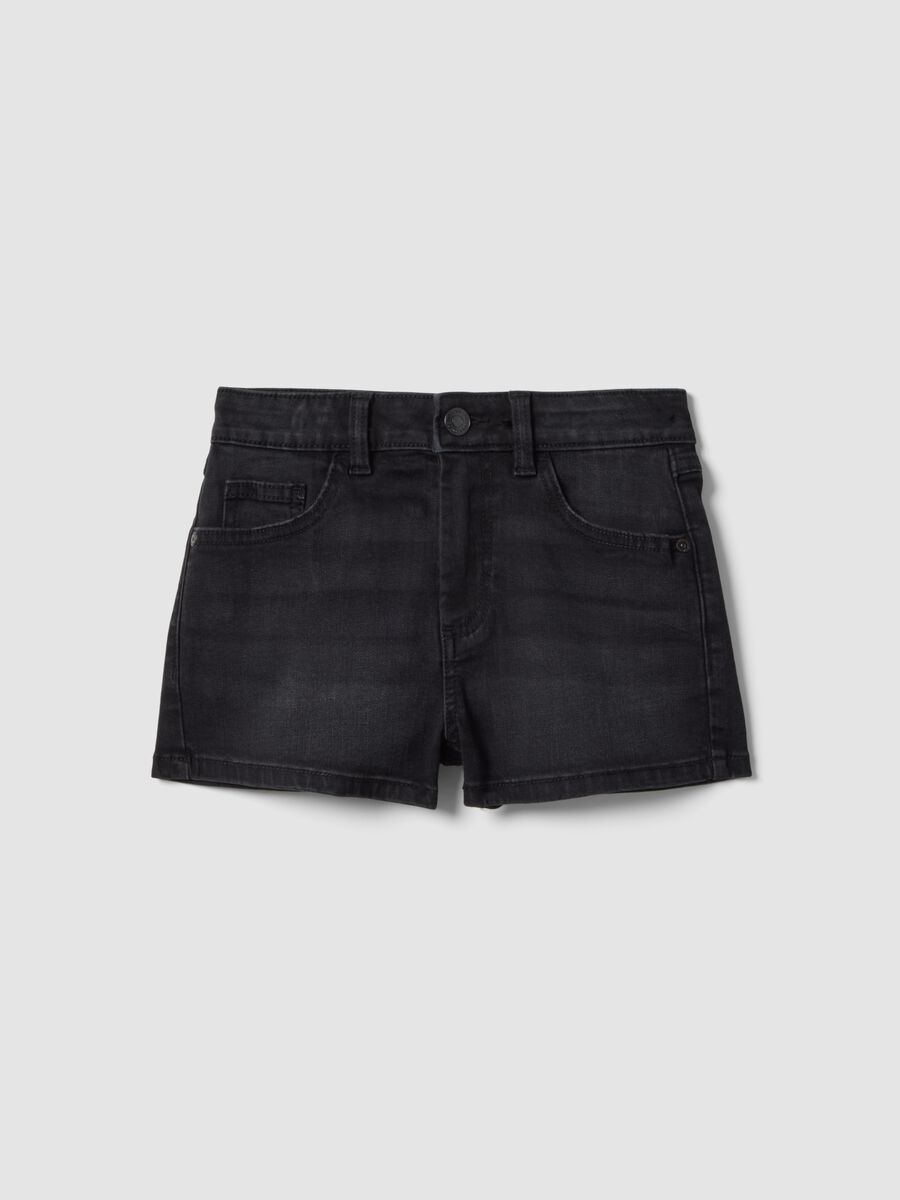 Short vaquero negro para ni&ntilde;a en mezcla de algod&oacute;n el&aacute;stico, corte slim_3
