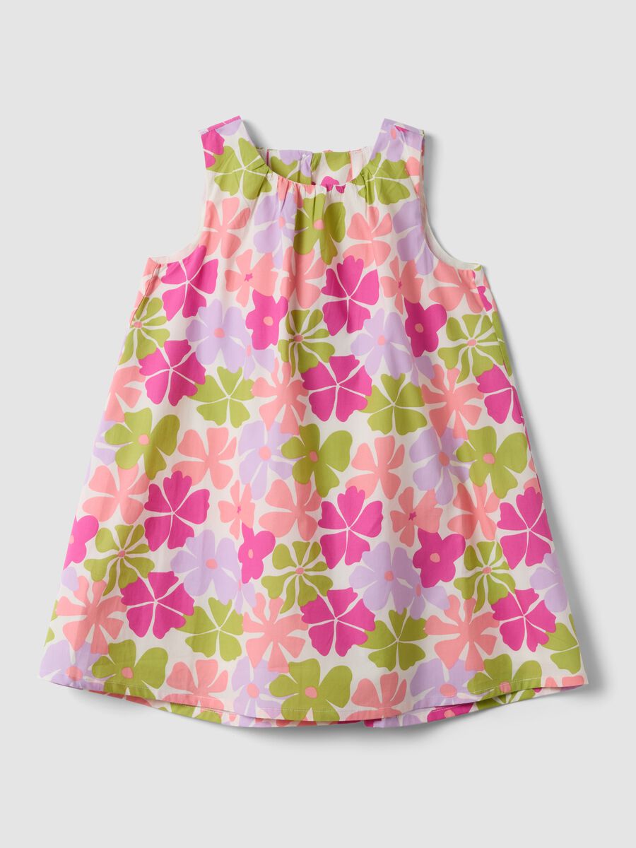 Multicoloured pure cotton dress with floral print_0