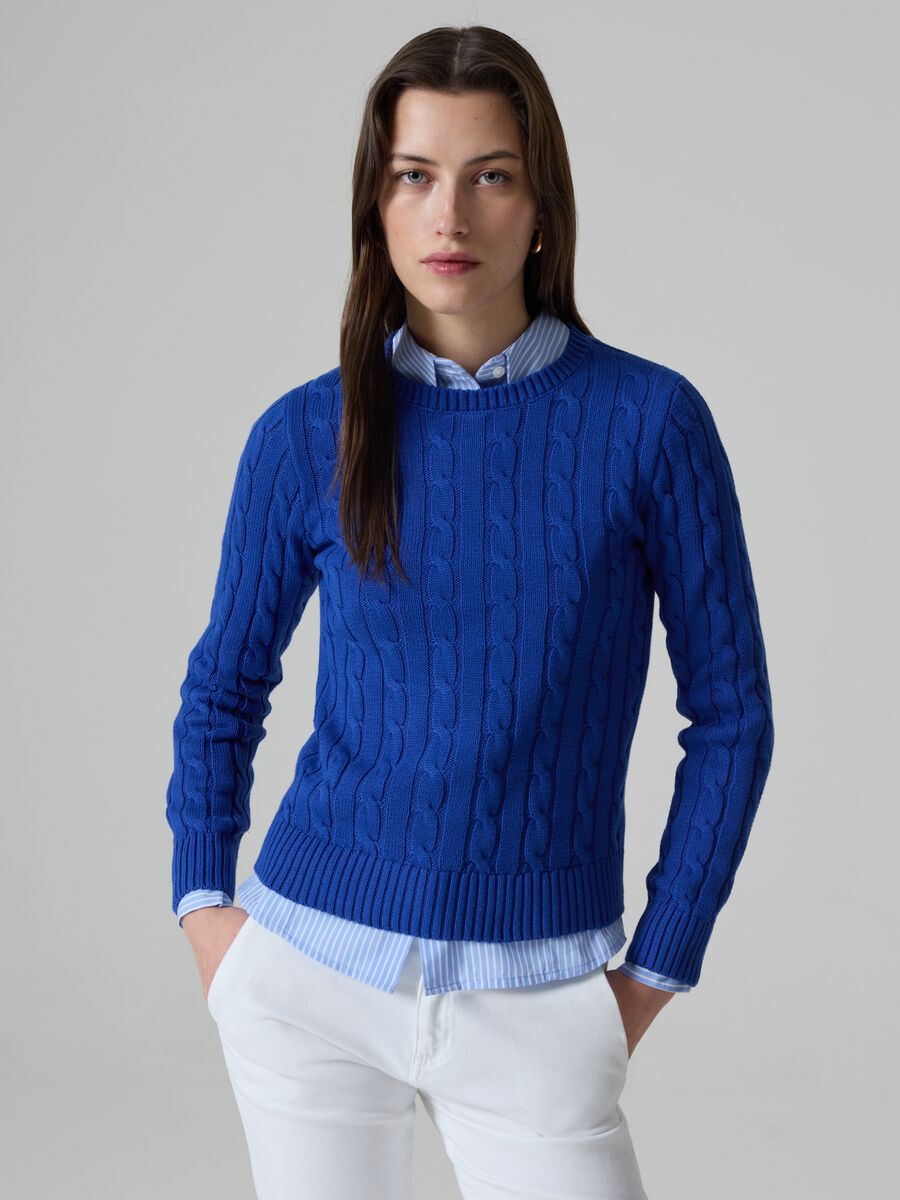 Ribbed pullover with cable-knit design_0