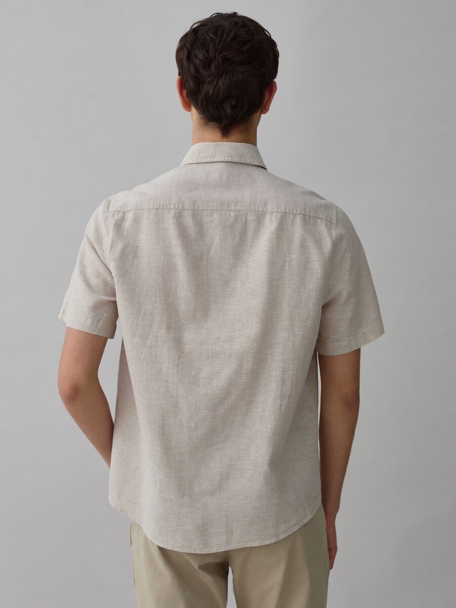 Linen and cotton short-sleeved shirt_1