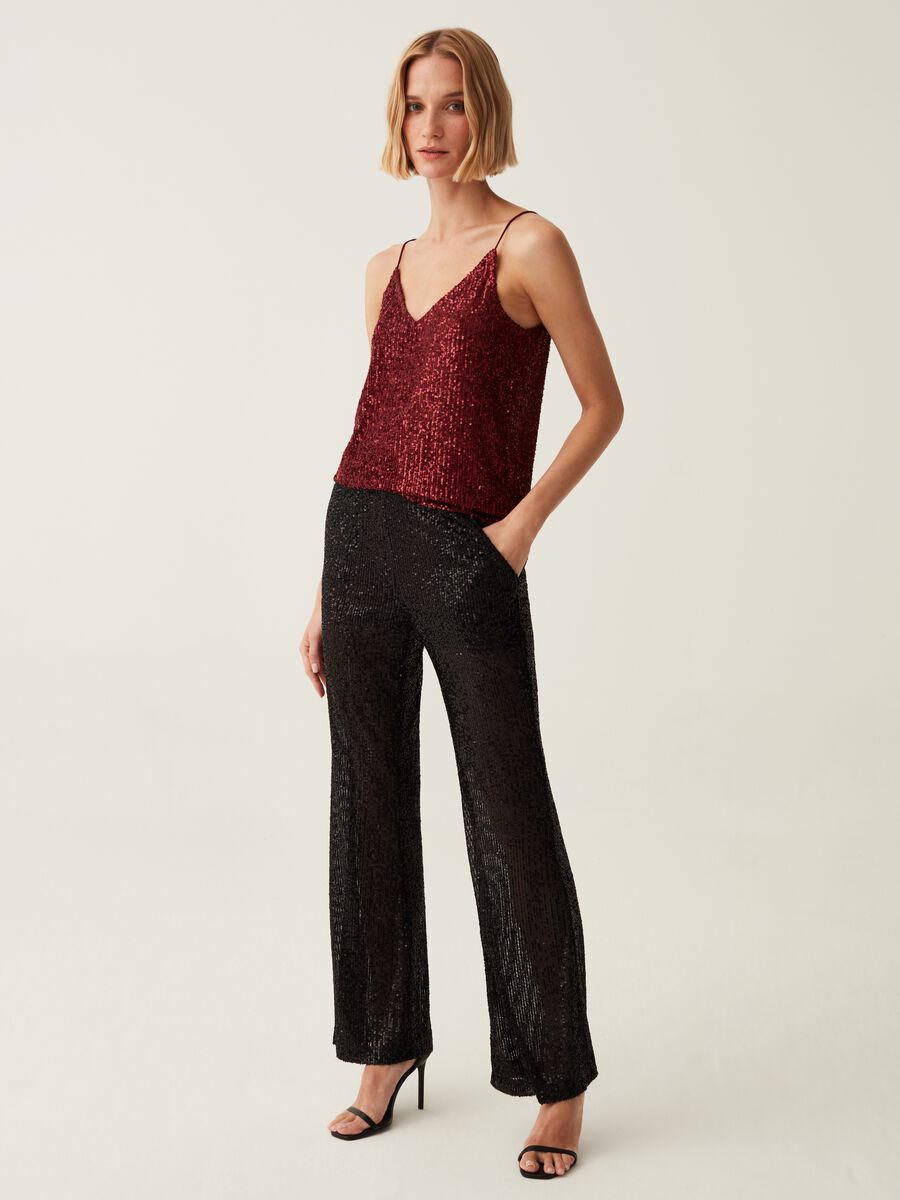 Palazzo trousers with sequins_0