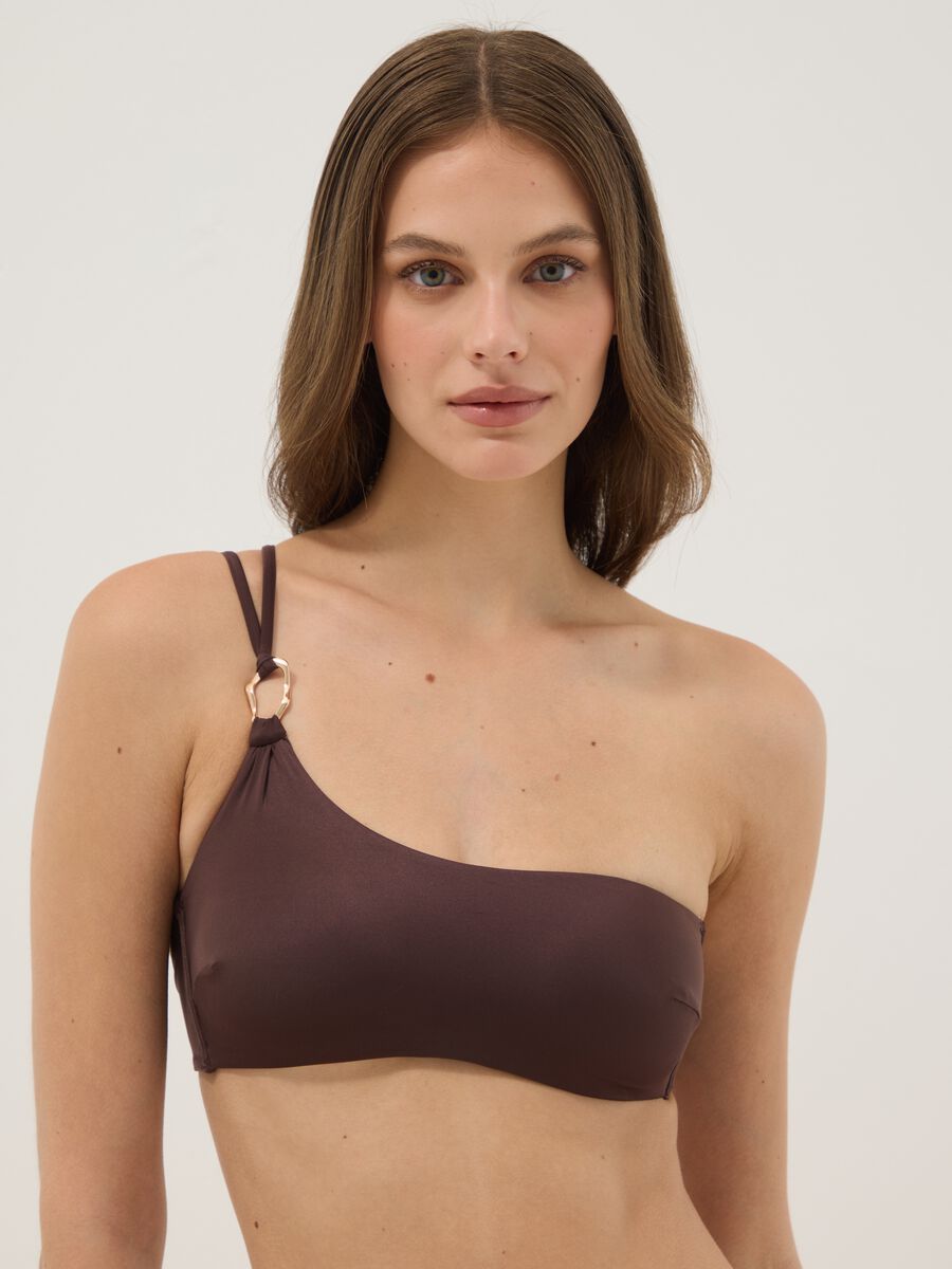 Braunes elastisches Bikini-Top mit Tr&auml;gern_0