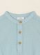 Body azul-claro de manga comprida em mistura de algod&atilde;o e linho_1