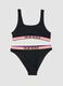 Black stretch-fabric bikini with contrasting band_0