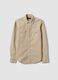 Beige pure cotton shirt with snap buttons, regular fit_4