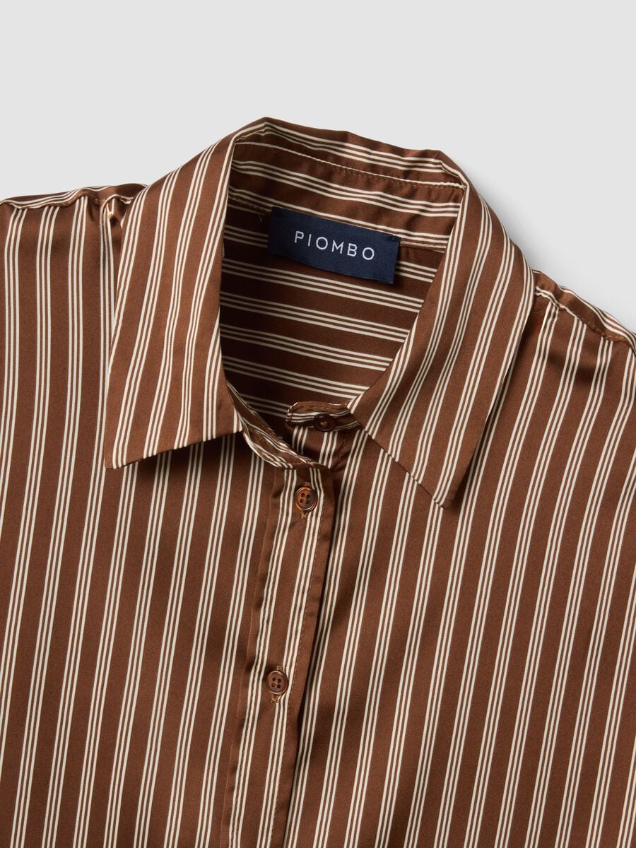 Brown striped stretch-fabric shirt, regular fit_1