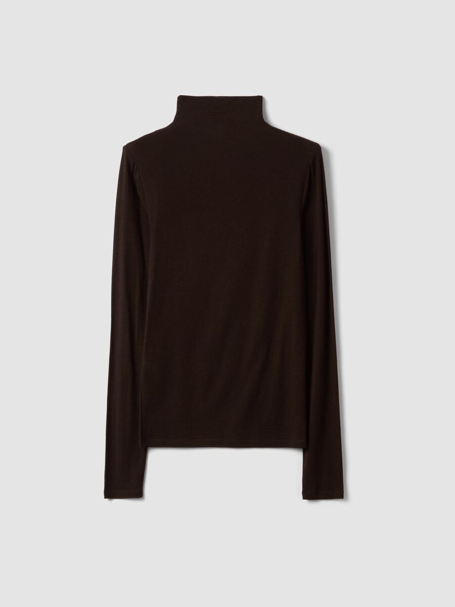 Brown modal and stretch cashmere T-shirt, regular fit_6