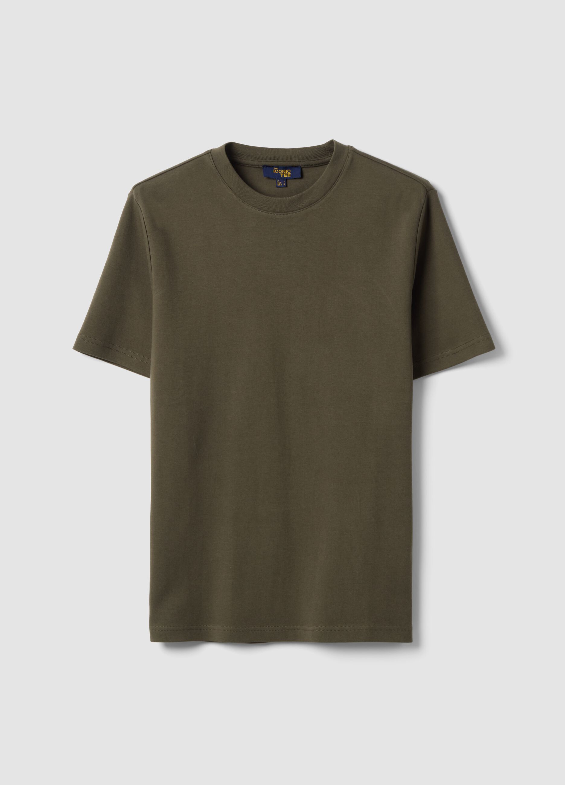 Green regular-fit pure cotton short-sleeve T-shirt