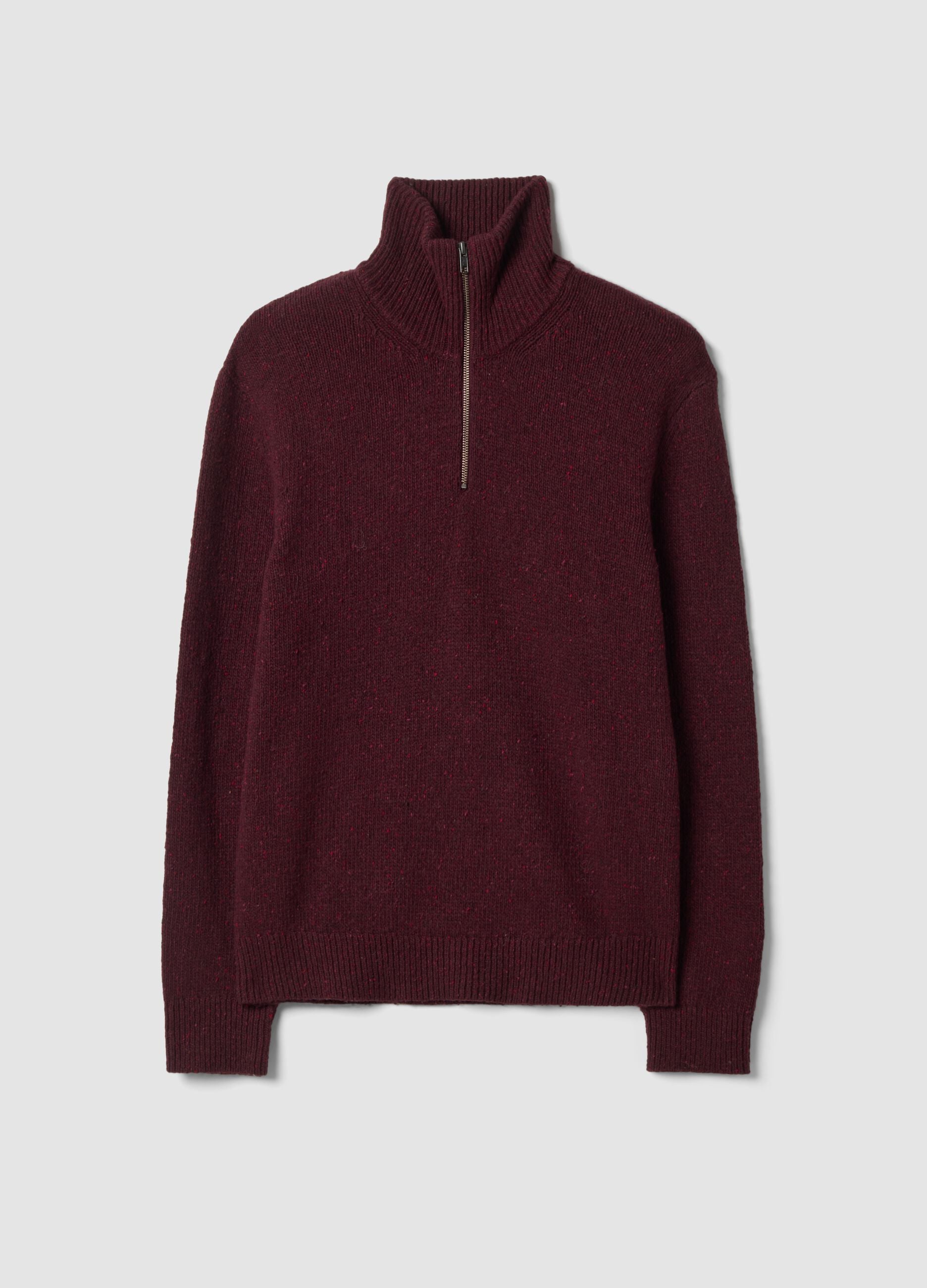 Red half-zip jumper in cotton and wool blend