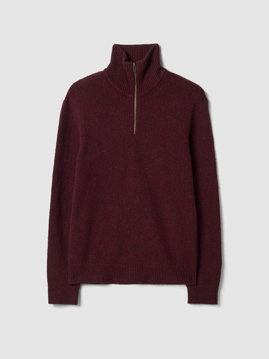 Red half-zip jumper in cotton and wool blend_0