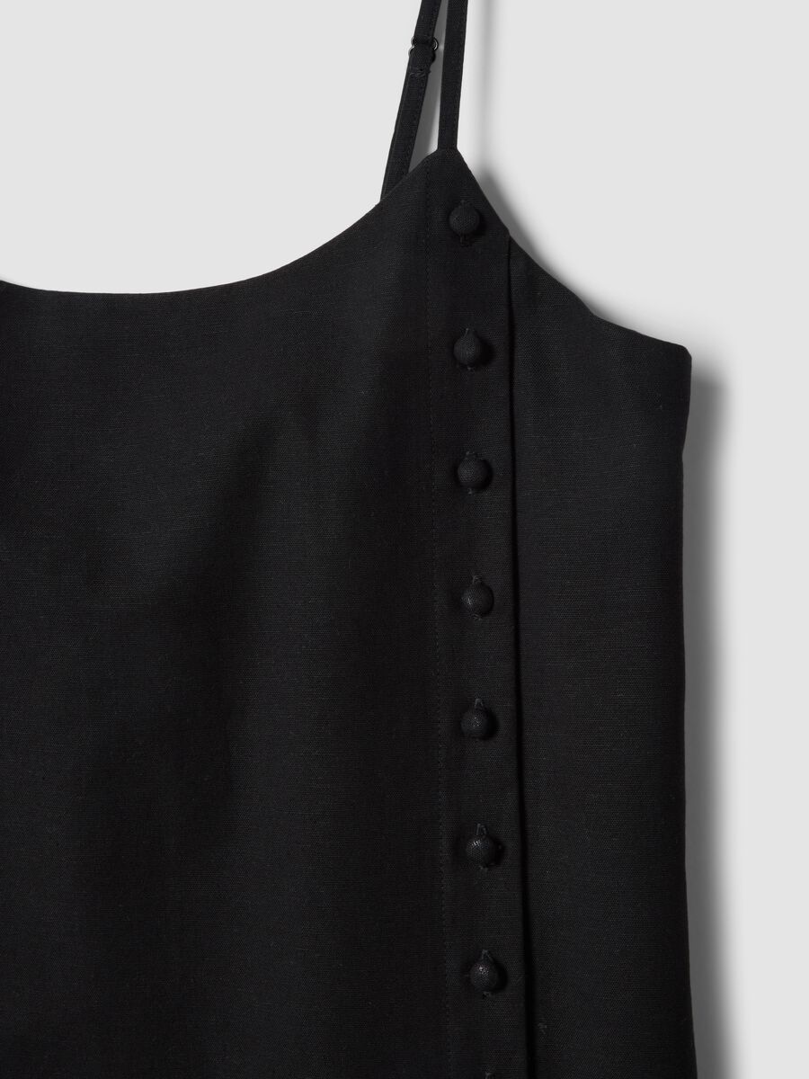 Black slip dress in cotton-linen blend_1