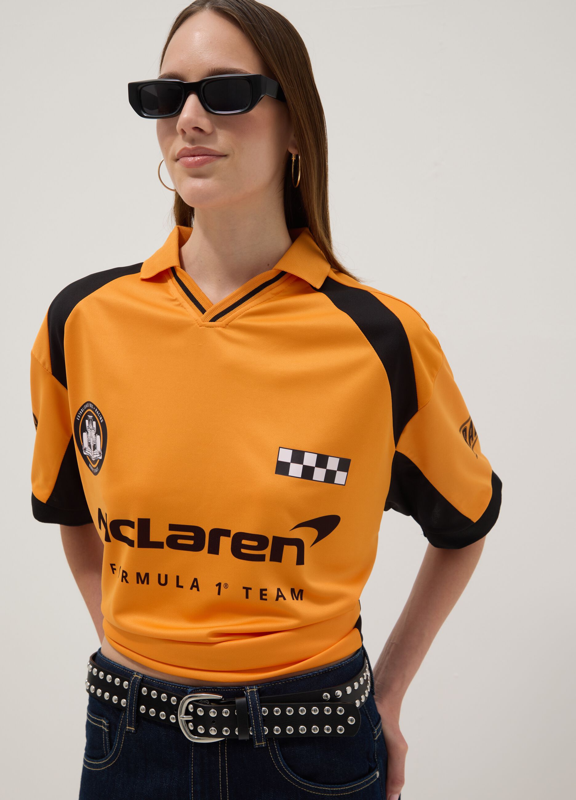 Oranges Poloshirt mit kurzen &Auml;rmeln, Regular Fit