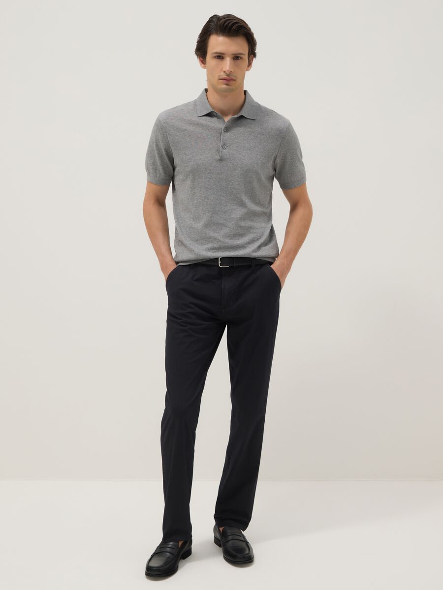 Black slim fit stretch cotton chino trousers_0