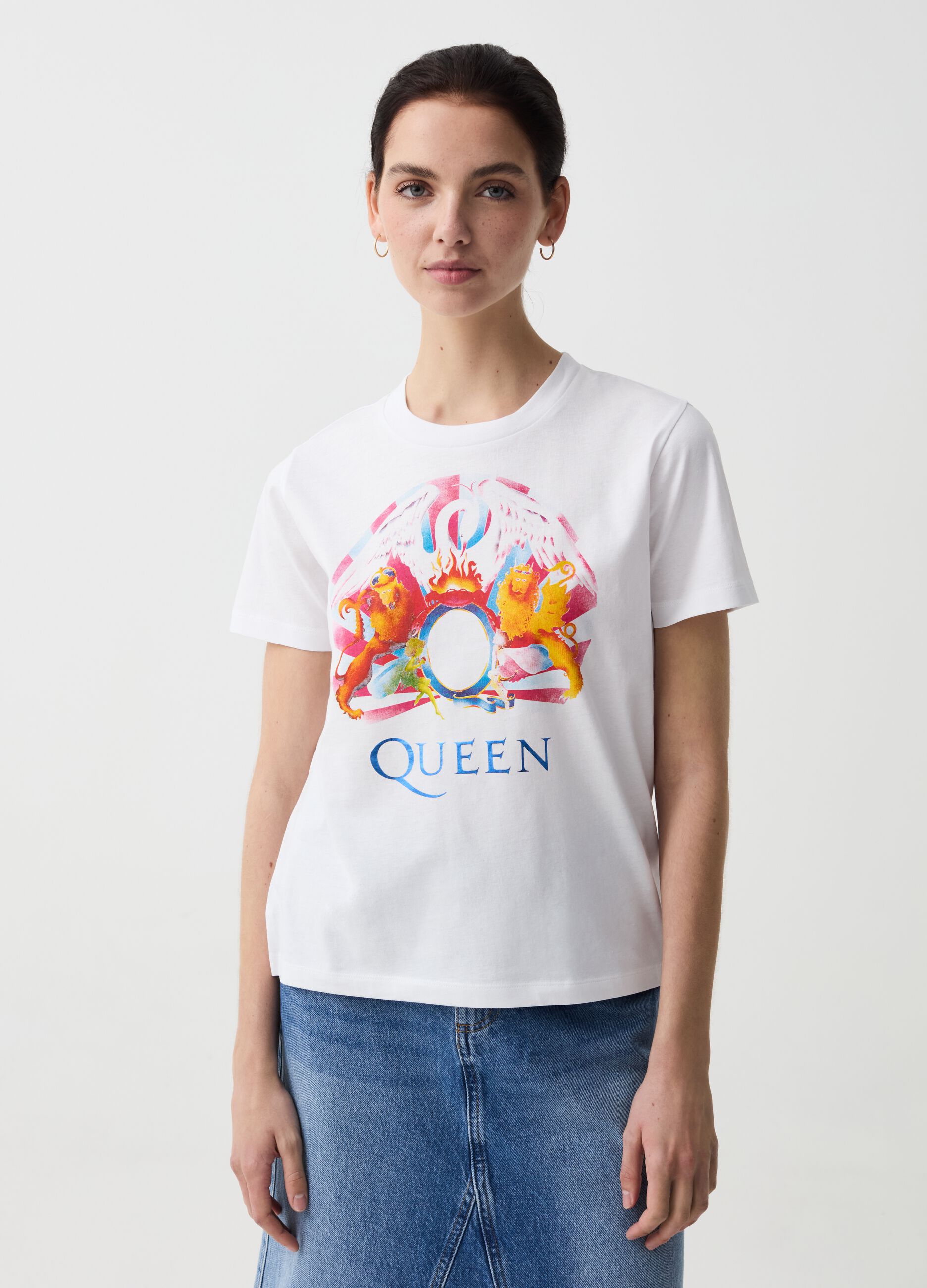 T-shirt con stampa Queen in foil