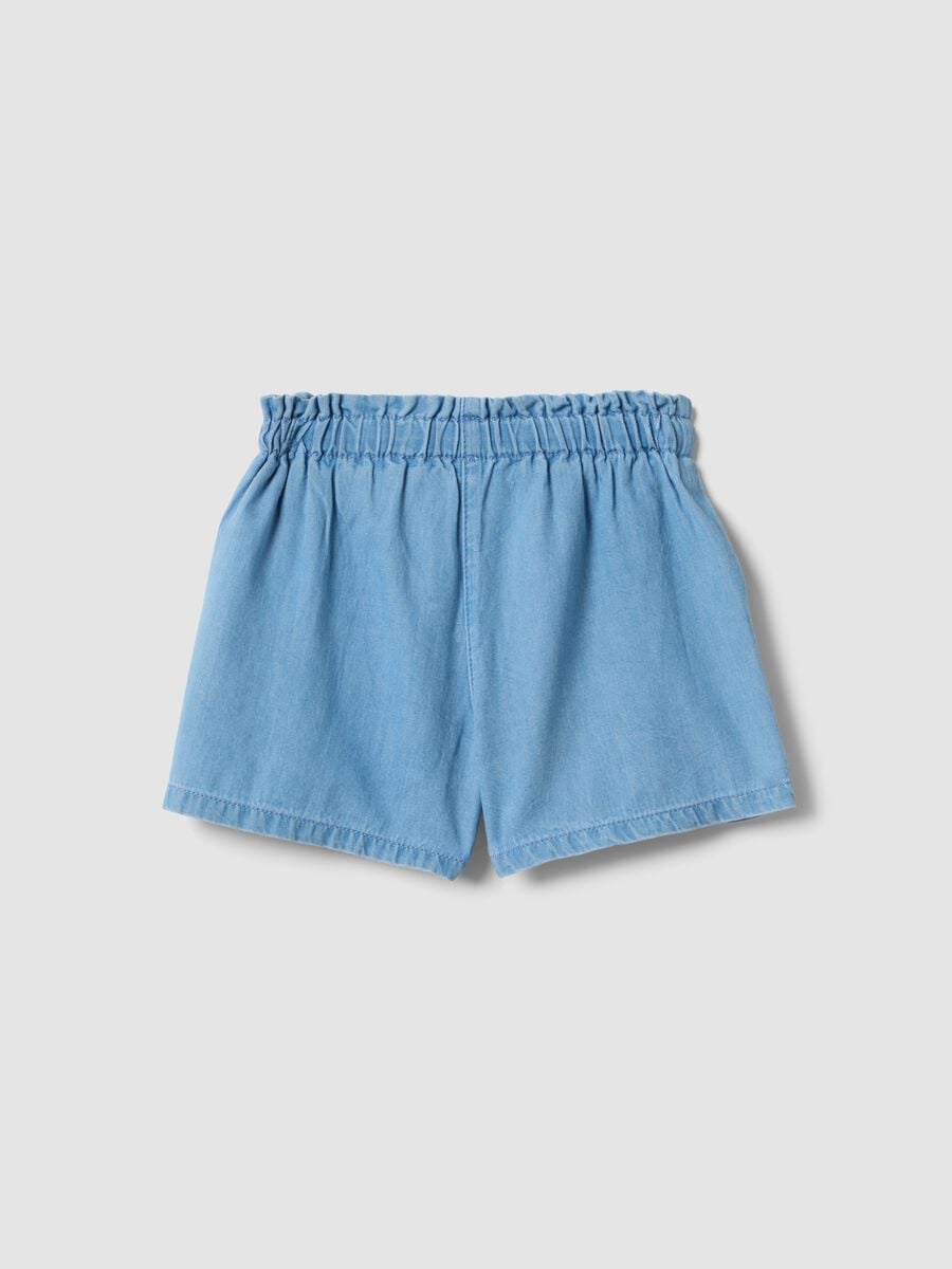 Sky-blue pure cotton shorts with embroidery_1