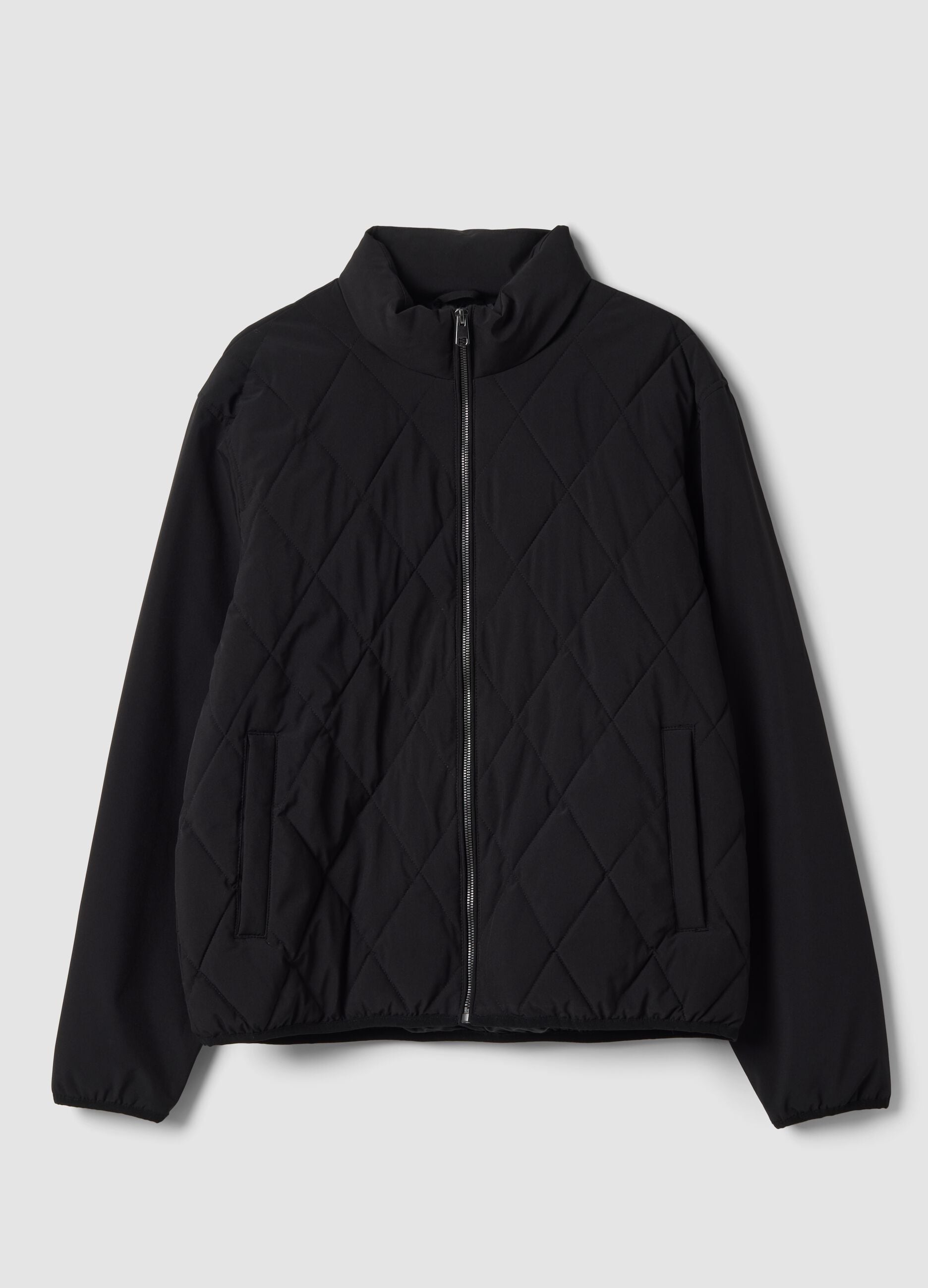 Black stretch-fabric zip jacket